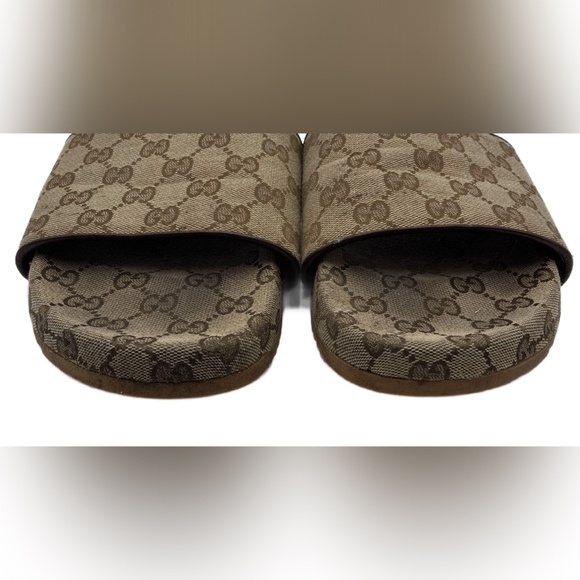 Gucci GG Monogram Canvas Platform Slide Sandals Brown Size 45 COA main image 4